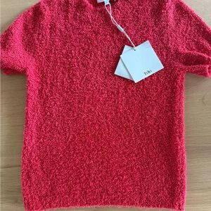 Tibi Serviette Textured Red Baby Tee